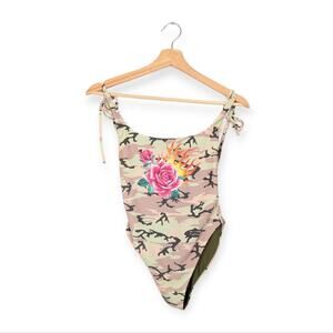 Wildfox Swim Camo Rose Blaze Andi One Piece Swimsuit Size S